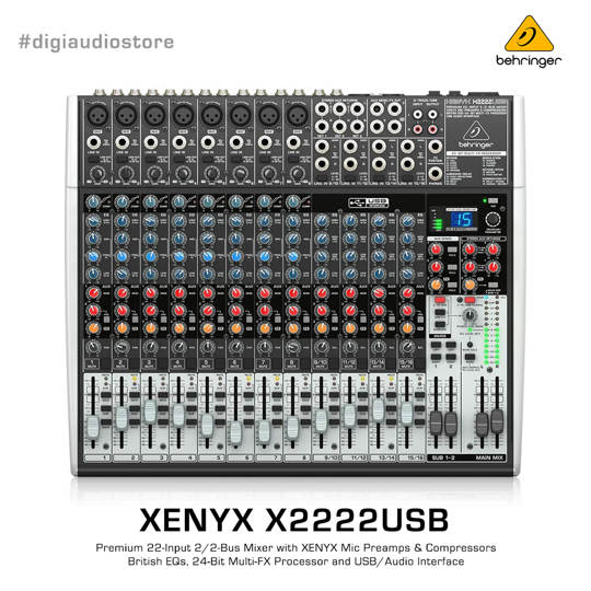 Audio Mixer 12 Channel Behringer Xenyx X2222USB with FX & USB Audio Interface
