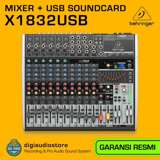 Audio Mixer 10 Channel BEHRINGER Xenyx X1832USB with Soundcard USB Audio Interface Recording