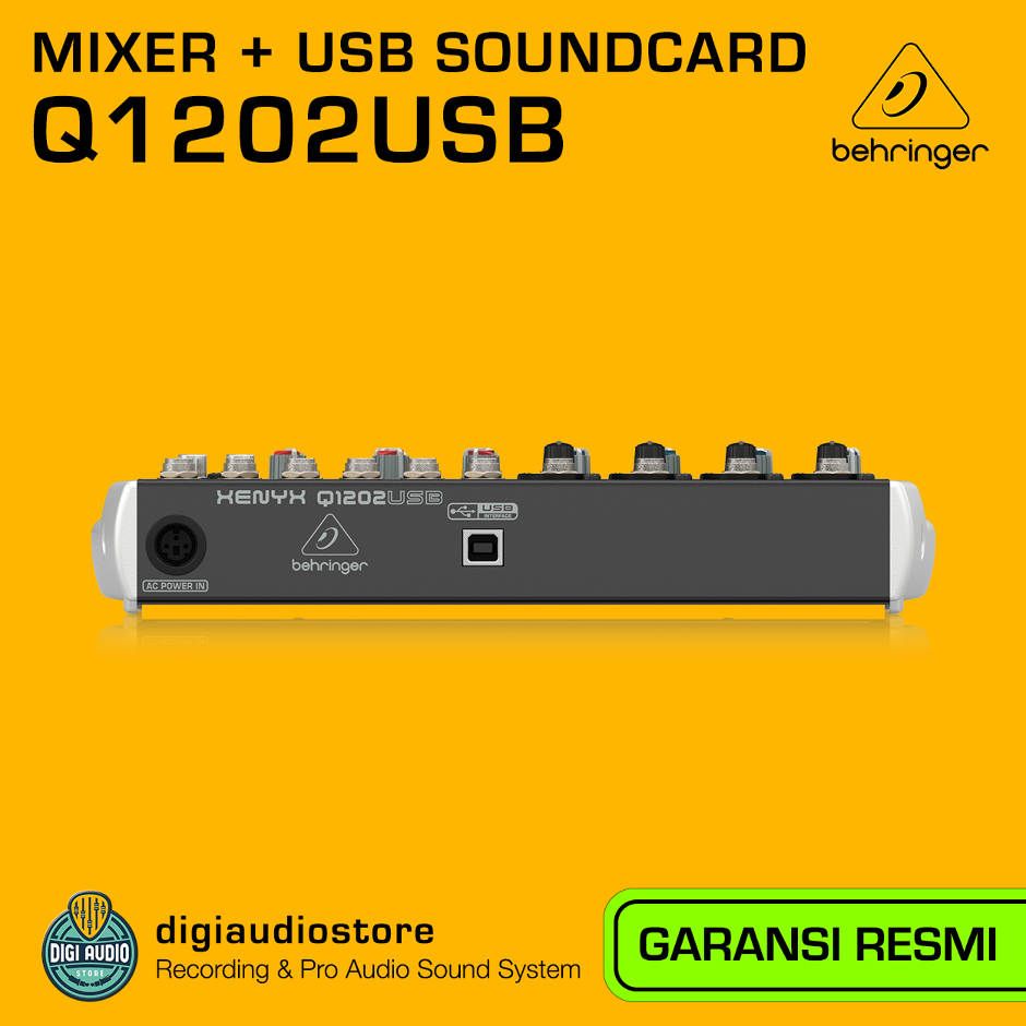Audio Mixer Behringer Q1202USB - 10 input - 2 Bus - 3 Band Equalizer dengan USB Audio Interface