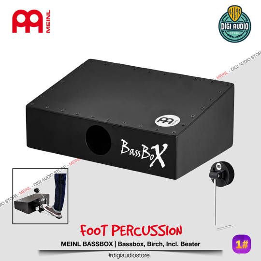 Meinl Percussion BASSBOX Acoustic Cajon Stomp Box Include L Shaped Beater, Black