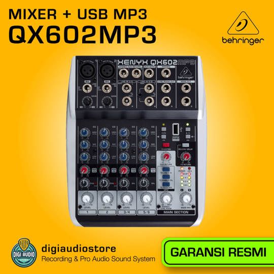 Audio Mixer 4 Channel 2 Mono 2 Stereo Behringer Xenyx QX602MP3 - Equalizer - USB Mp3 Player - Efek Vocal