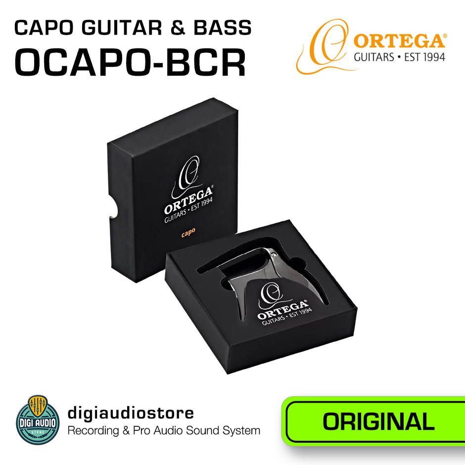 Capo Guitar & Bass Akustik - Penjepit Gitar - ORTEGA OCAPO-BCR - Flat - Black Chrome - Baik untuk Gitar Nylon - FLAT