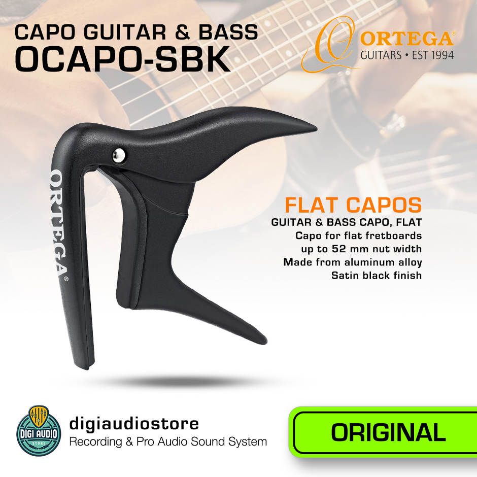 Capo Guitar & Bass Akustik - Penjepit Gitar - ORTEGA OCAPO-SBK - untuk Gitar Nylon Akustik - FLAT