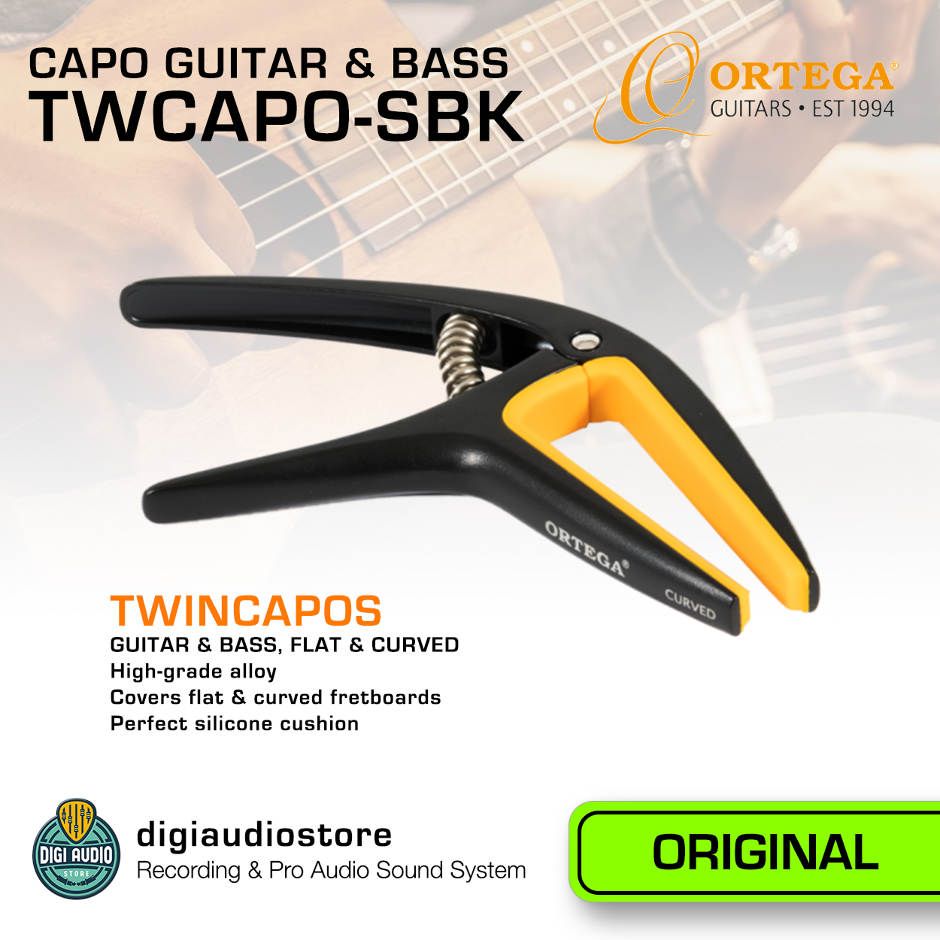 Capo Guitar & Bass Akustik - Penjepit Gitar - ORTEGA TWCAPO-SBK - Flat & Curve Capo Gitar & Bass Akustik / Elektrik - FLAT & CURVE