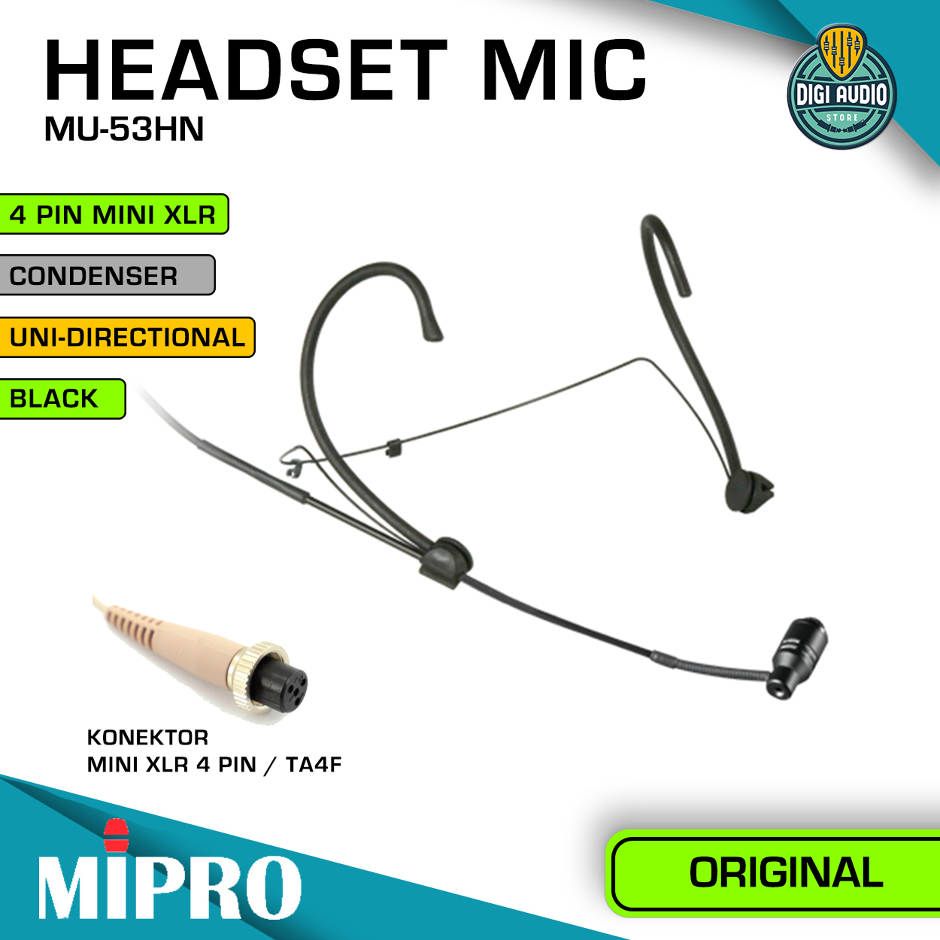 Wireless Headset Microphone Uni-Direcrional - MIPRO ACT-311B + ACT-32T + MU-53HN