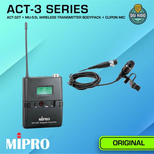 Wireless Bodypack Transmitter & Clipon - Lavalier Microphone MIPRO ACT-32T + MU-53L ( ACT32T-MU53L )