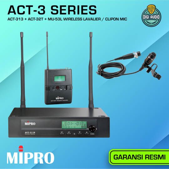 Wireless Clipon Microphone - Mic Lavalier MIPROACT-313 + ACT-32T + MU-53L