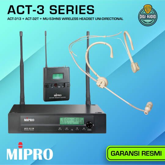 Wireless Headset Microphone Uni-Dorectional - Headworn Mic MIPROACT-313 + ACT-32T + MU-53HNS