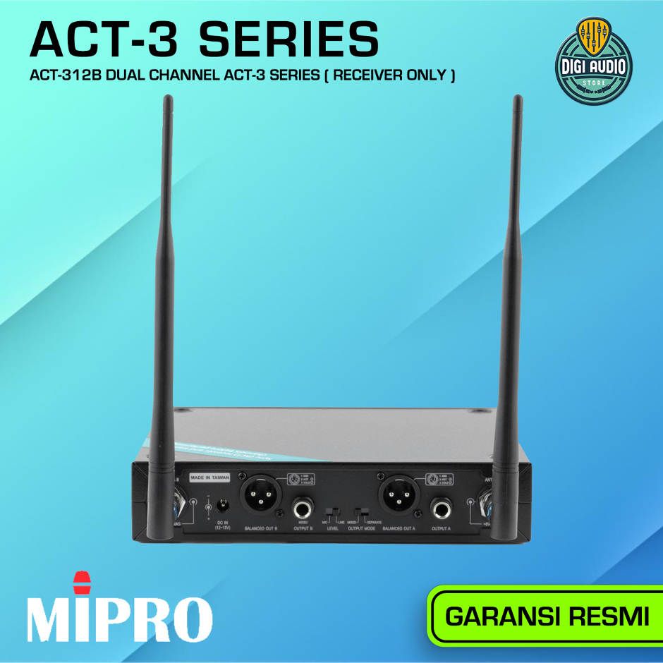 Wireless Microphone Vocal & Headset Uni-Directional Dual Channel MIPRO ACT-312B + ACT-32H + ACT-32T + MU-53HNS