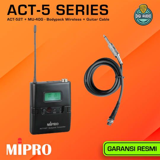 Wireless Transmitter Bodypack MIPRO ACT-52T + MU-40G Guitar Cable ACT-5 Series - ACT52T-MU40G