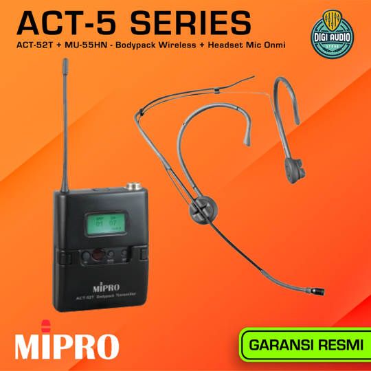 Wireless Transmitter Bodypack MIPRO ACT-52T + MU-55HN Headset Microphone / Headworn Mic ACT-5 Series - ACT52T-MU55HN