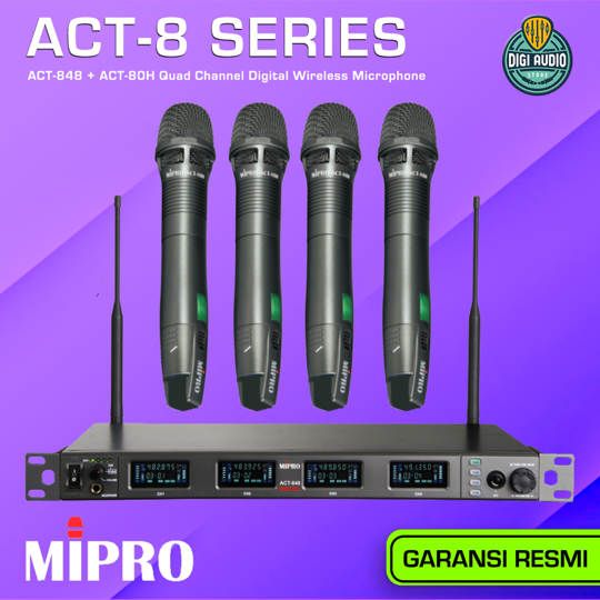 Digital Wireless Vocal Microphone - 4 Channel MIPRO - ACT-848 + ACT-80H Mic Handheld