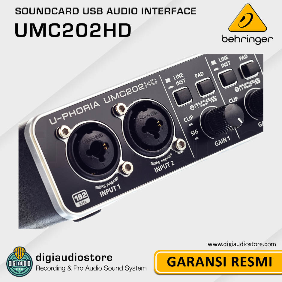 Soundcard Behringer U-Phoria UMC202HD USB Audio Interface 2 Channel