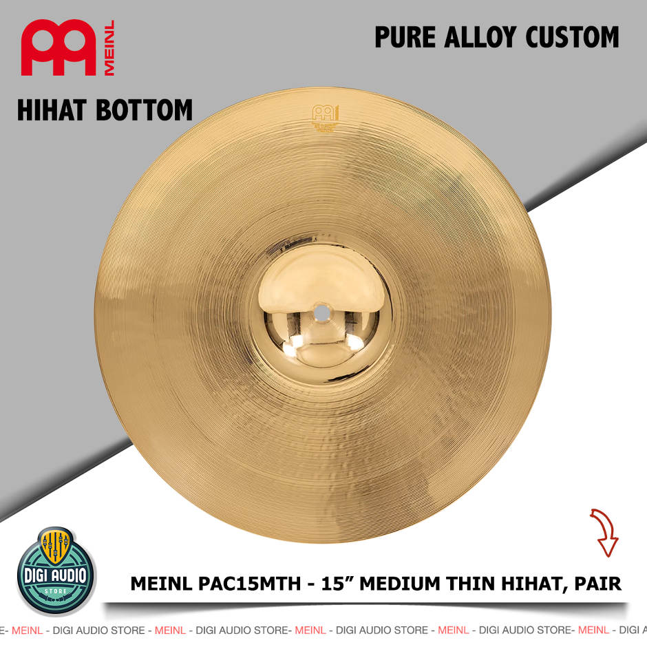 Cymbal Drum Meinl PAC15MTH - 15 inch Medium Thin Hihat, Pair - Pure Alloy Custom