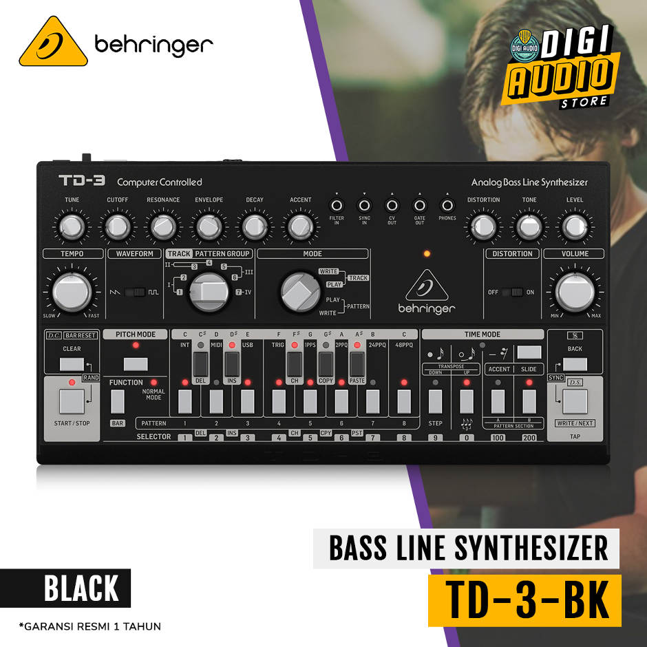 Black TD-3-BK Analog Bass Line Synthesizer 