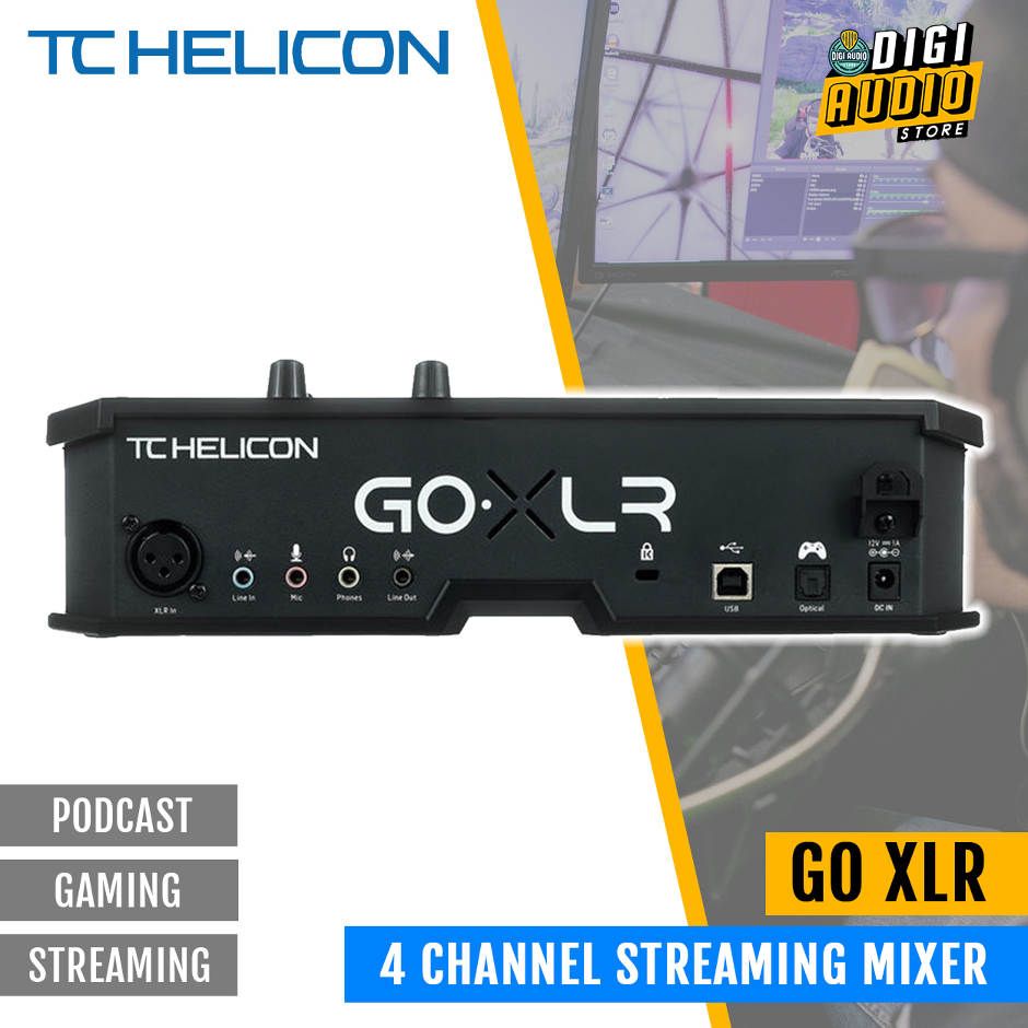 TC Helicon GO XLR 4 Channel USB Audio Mixer Streaming Gaming Podcast with Voice FX and Sampler