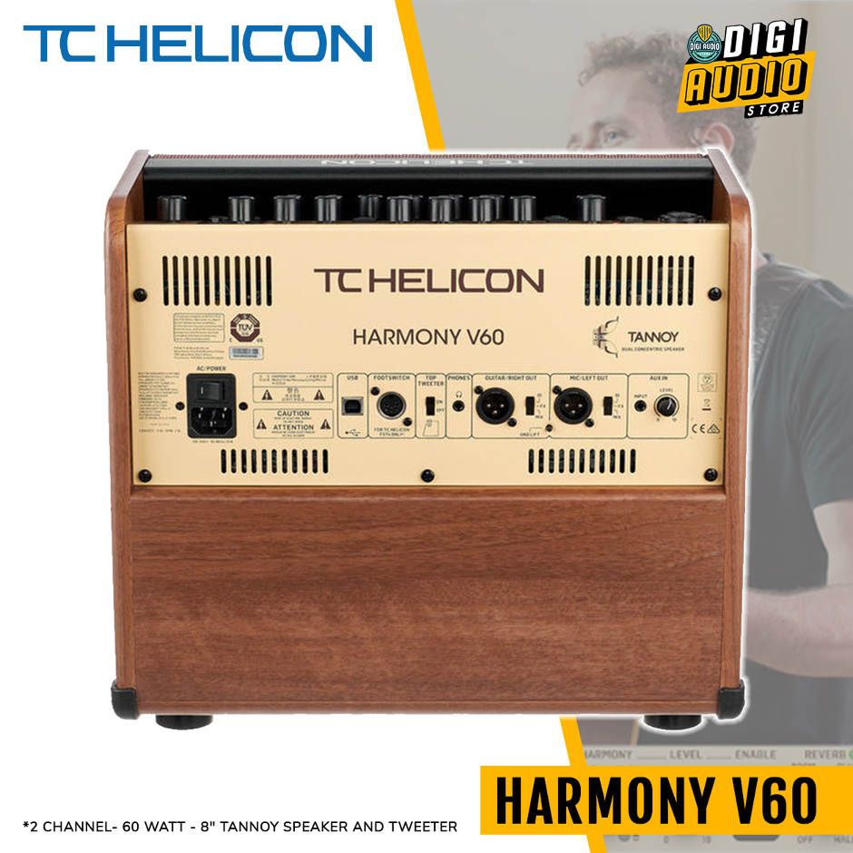 TC HELICON HARMONY V60 - Vocal & Guitar Acoustic Speaker Amplifier 2 Channel - 60 Watt - 8 inch with Tannoy Speaker