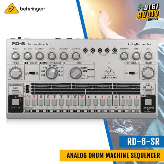 Behringer RD-6-SR Analog Drum Machine with 8 Drum Sounds, 64 Step Sequencer and Distortion Effects