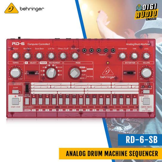 Behringer RD-6-SB Analog Drum Machine with 8 Drum Sounds, 64 Step Sequencer and Distortion Effects