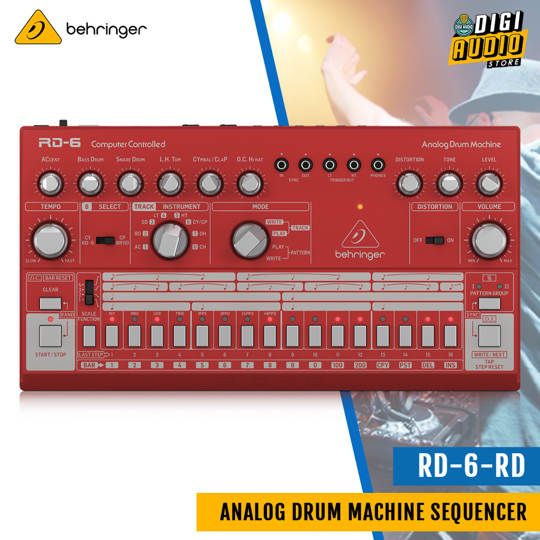 Behringer RD-6-RD Analog Drum Machine with 8 Drum Sounds, 64 Step Sequencer and Distortion Effects