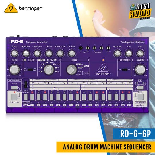 Behringer RD-6-GP Analog Drum Machine with 8 Drum Sounds, 64 Step Sequencer and Distortion Effects
