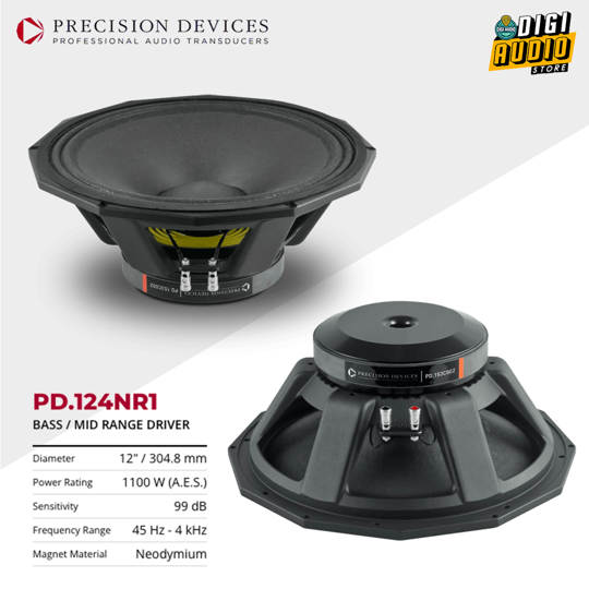 Speaker komponen Precision Devices PD.124NR112 inch 1000 Watt Bass Mid range Driver