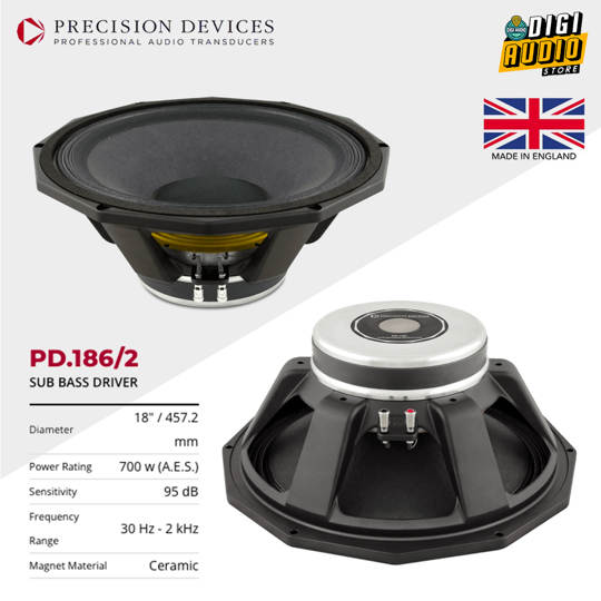 Precision Devices PD.186/2 18 inch 700 Watt Ceramic Speaker Componen