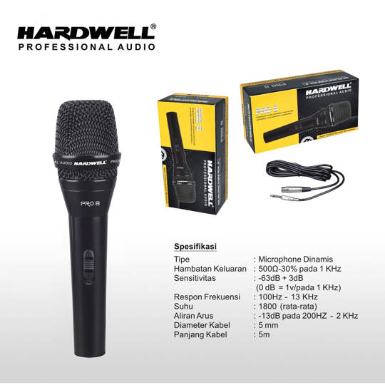 Hardwell Pro 8 - Dynamic Microphone - Mic Kabel - Black - Pro8