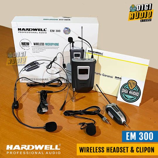 Mic Wireless Headset & Clipon Microphone HARDWELL EM 300 - Jack 3.5mm & 6.5mm - EM300