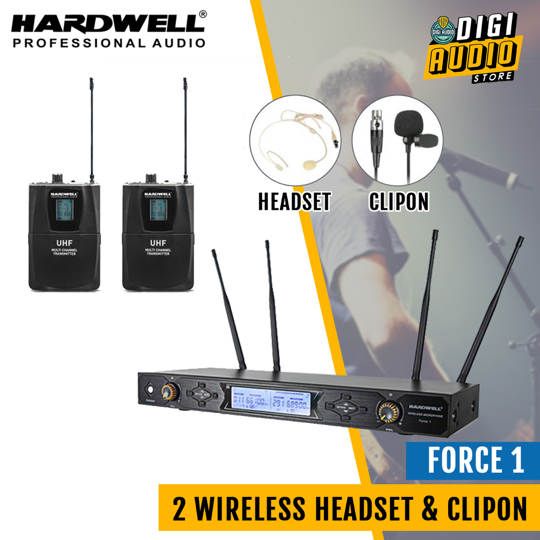 Hardwell Force 1 Wireless Microphone Clipon & Headset - Mic Wireless Clip on - FORCE1