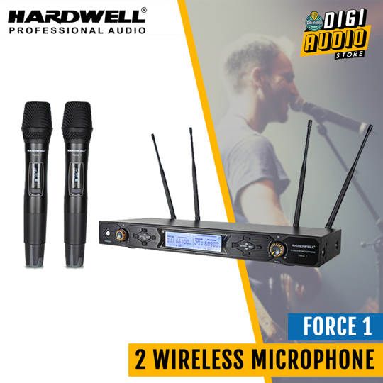 Hardwell Force 1 Wireless Microphone Handheld Batre Charger - 2 Mic Vocal - FORCE1
