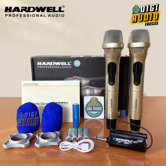 Mic Wireless HARDWELL JT-1 - 2 Vocal Microphone - Receiver Jack 6.5mm - JT1 GOLD