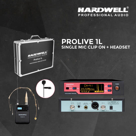 Hardwell Prolive 1 - Wireless Microphone Clip On + Mic Headset