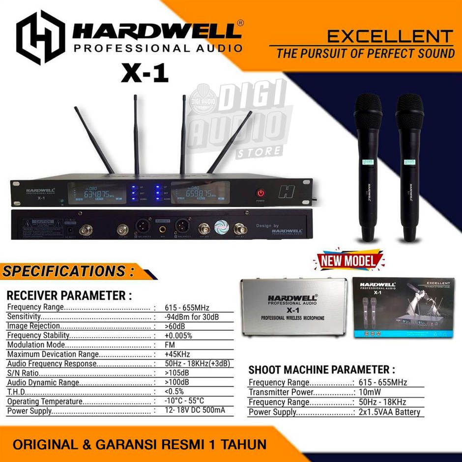 Hardwell X-1 Wireless Microphone Vocal - 2 Mic Handheld - X1