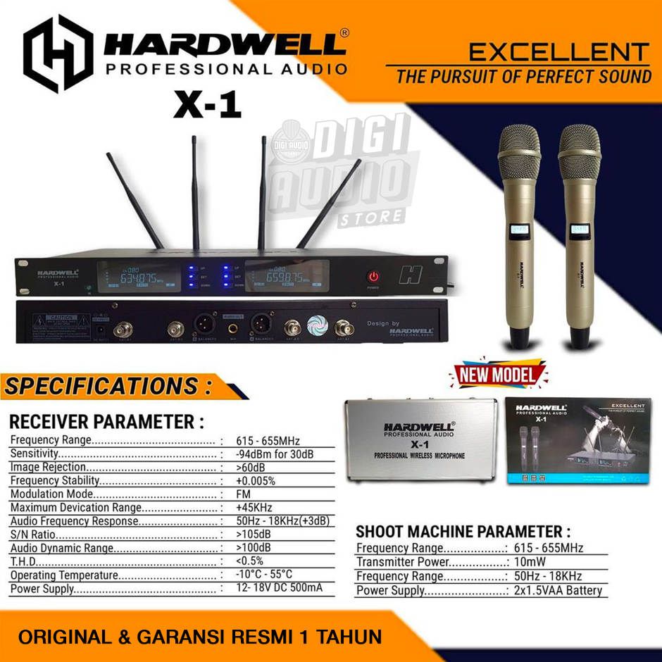 Hardwell X-1 Wireless Microphone Vocal - 2 Mic Handheld - X1