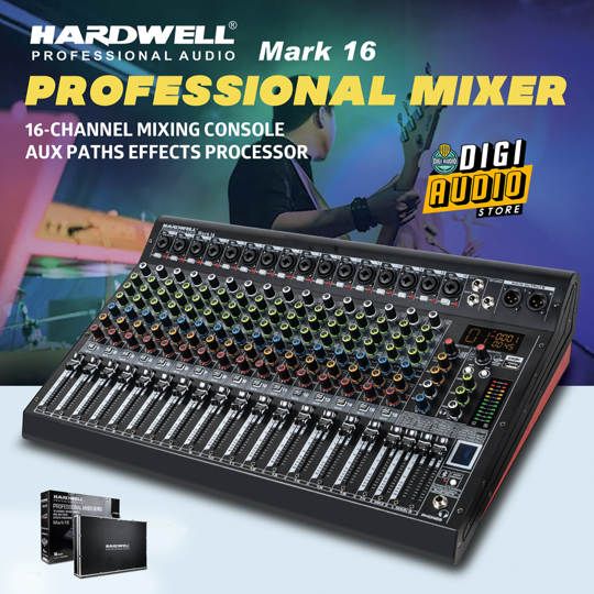 Hardwell Mark 16 - Audio Mixer 16 Channel USB Soundcard Recording & Bluetooth