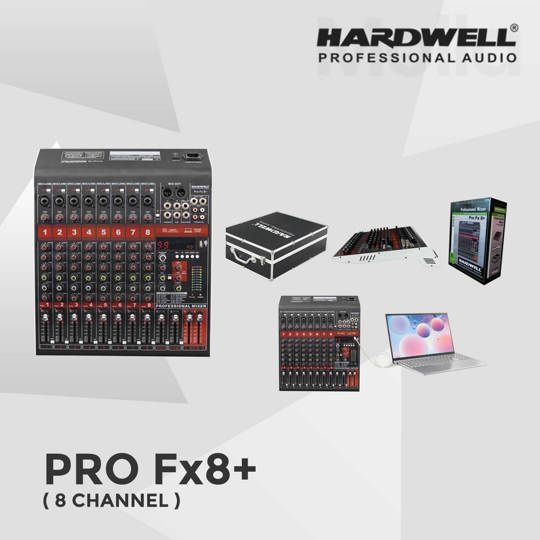 Hardwell Pro FX8+ Audio Mixer 8 Channel with USB Audio Interface Soundcard - Bluetooth & Multi Effect