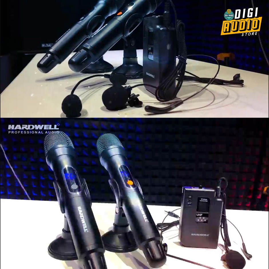 Hardwell Powerfull 15 Speaker Portable 15 inch 500 watt Plus 2 Microphone Vocal - 1 Bodypack Mic headset & Clipon - Bluetooth - USB & Batre Charger