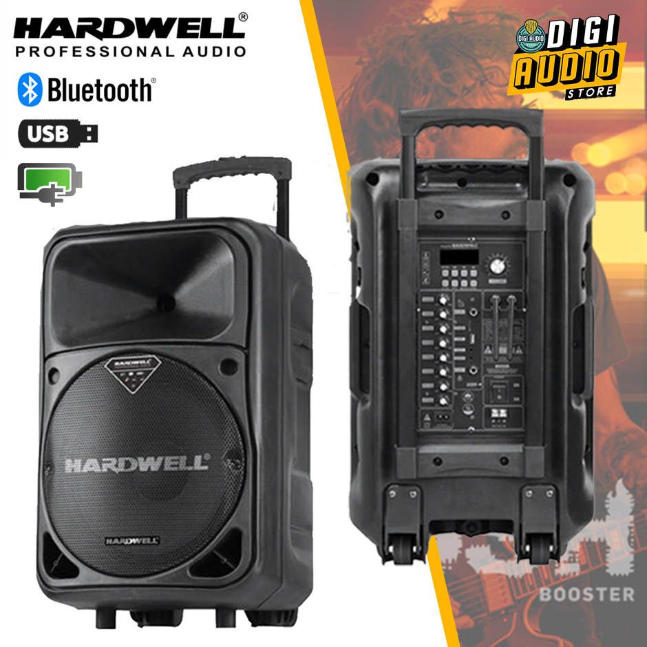 Hardwell Powerfull 12 Speaker Portable 12 inch 400 watt Plus 2 Microphone Vocal - 1 Bodypack Mic headset & Clipon - Bluetooth - USB & Batre Charger