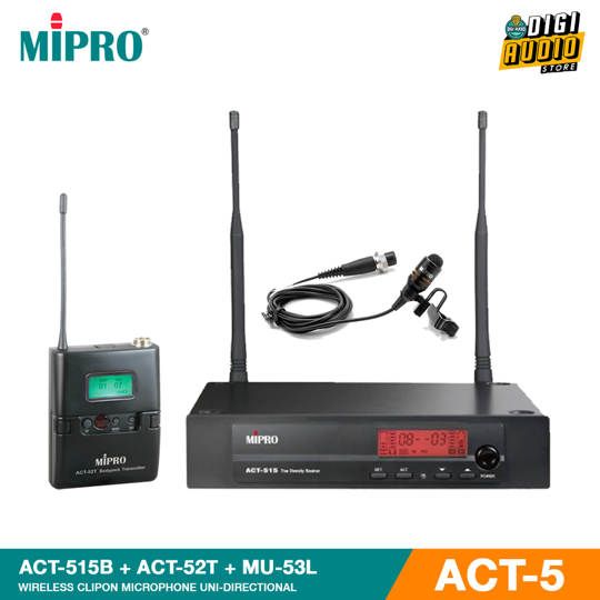 Wireless Microphone Clipon - CLip On Lavalier MIPRO ACT-515B + ACT-52T + MU-53L ACT-5 Series