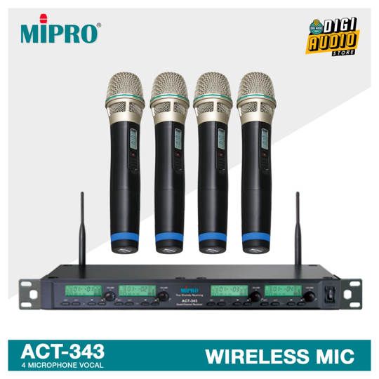 Wireless Microphone Vocal Quad Channel MIPRO ACT-343 + 4x ACT-32H - ACT 3 Series