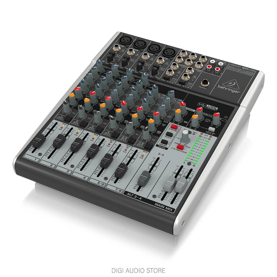 Audio Mixer Behringer Xenyx 1204USB - Premium 12-Input 2/2-Bus Mixer with XENYX Mic Preamps and Compressors, British EQ and USB/Audio Interface