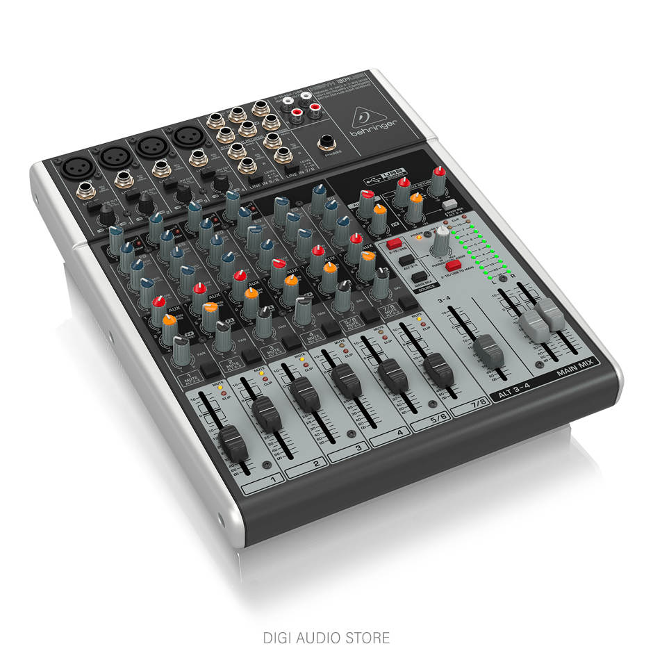 Audio Mixer Behringer Xenyx 1204USB - Premium 12-Input 2/2-Bus Mixer with XENYX Mic Preamps and Compressors, British EQ and USB/Audio Interface