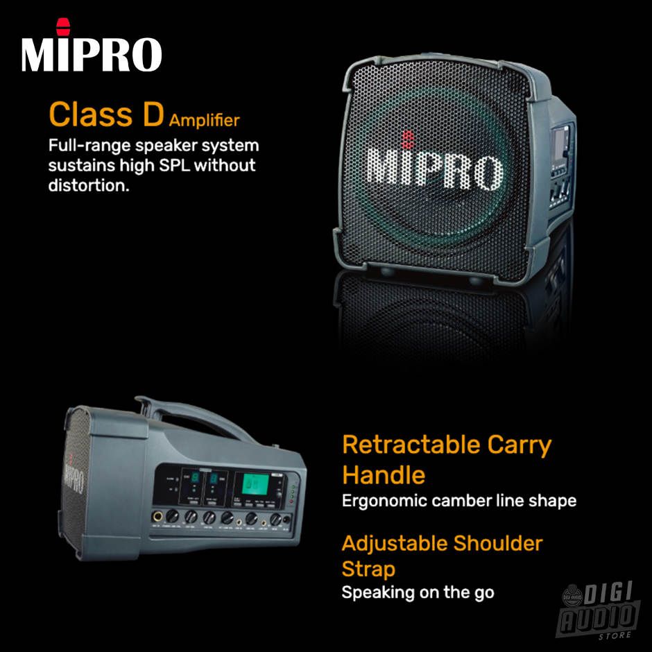 MIPRO MA-100DB + ACT-32H 2x Speaker Portable Wireless - 2 Channel Microphone Wireless