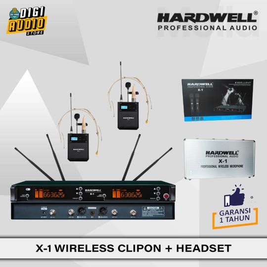 Hardwell X-1 Wireless Microphone Clipon & Headset - 2 Mic Clip On - X1
