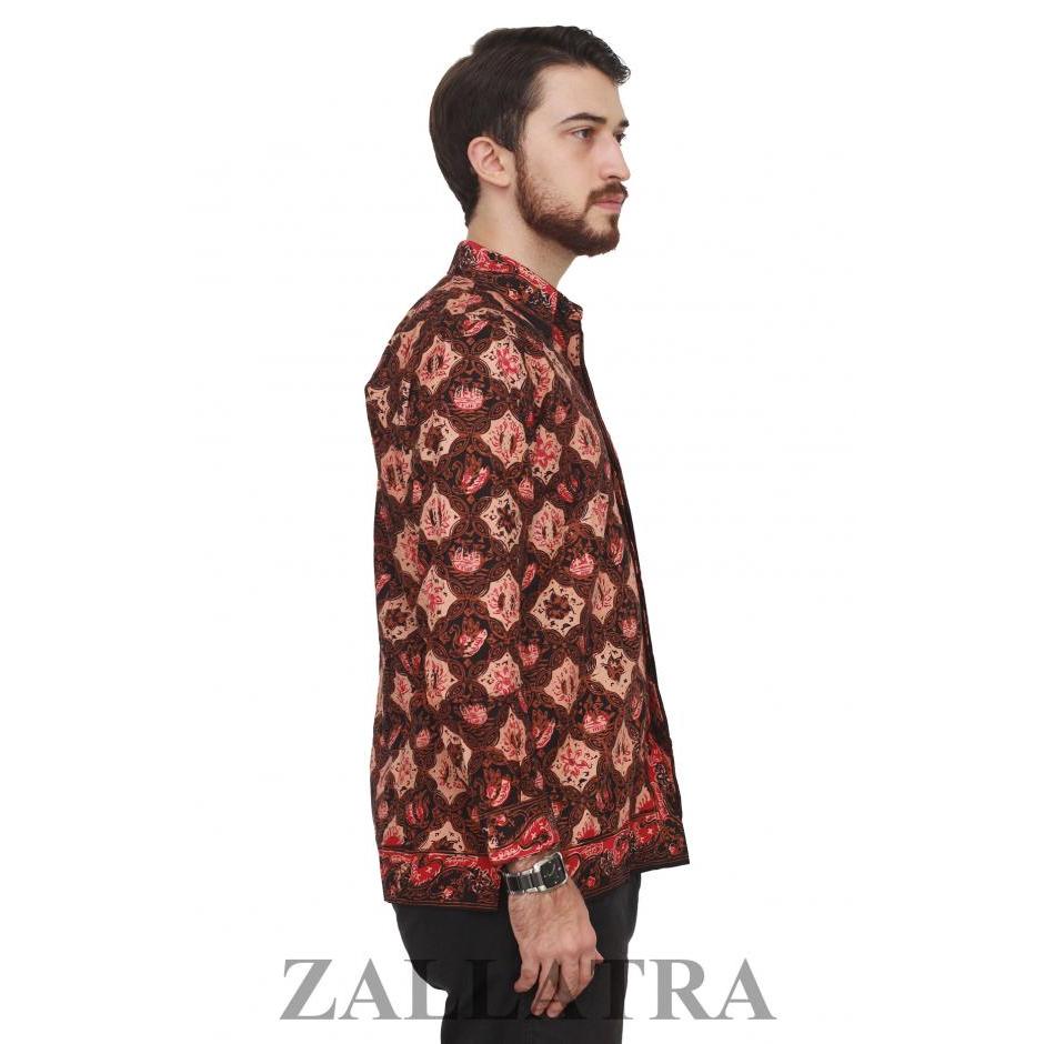 Model baju batik coklat pria lengan panjang jambi K9