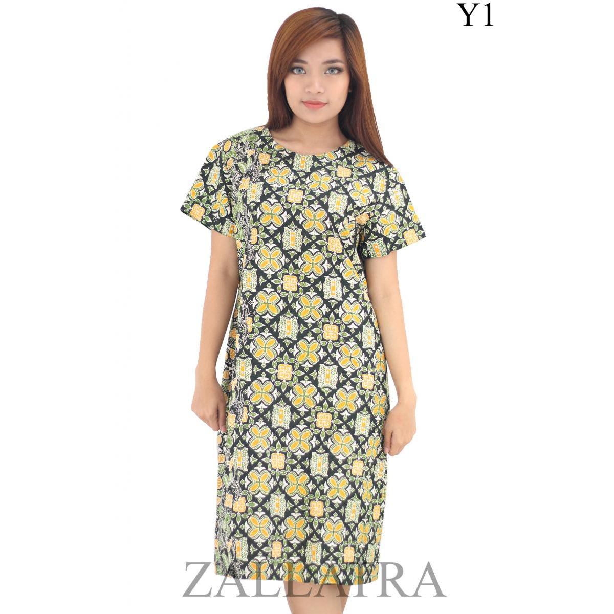  Model Baju Batik Dress Wanita Hijau Motif Pintoe Aceh Y1