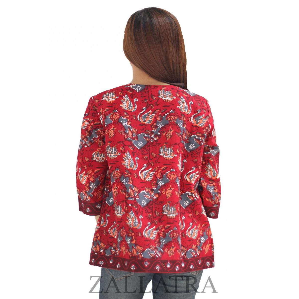  Model  Baju Batik  Wanita Motif  Angso Duo Merah X5