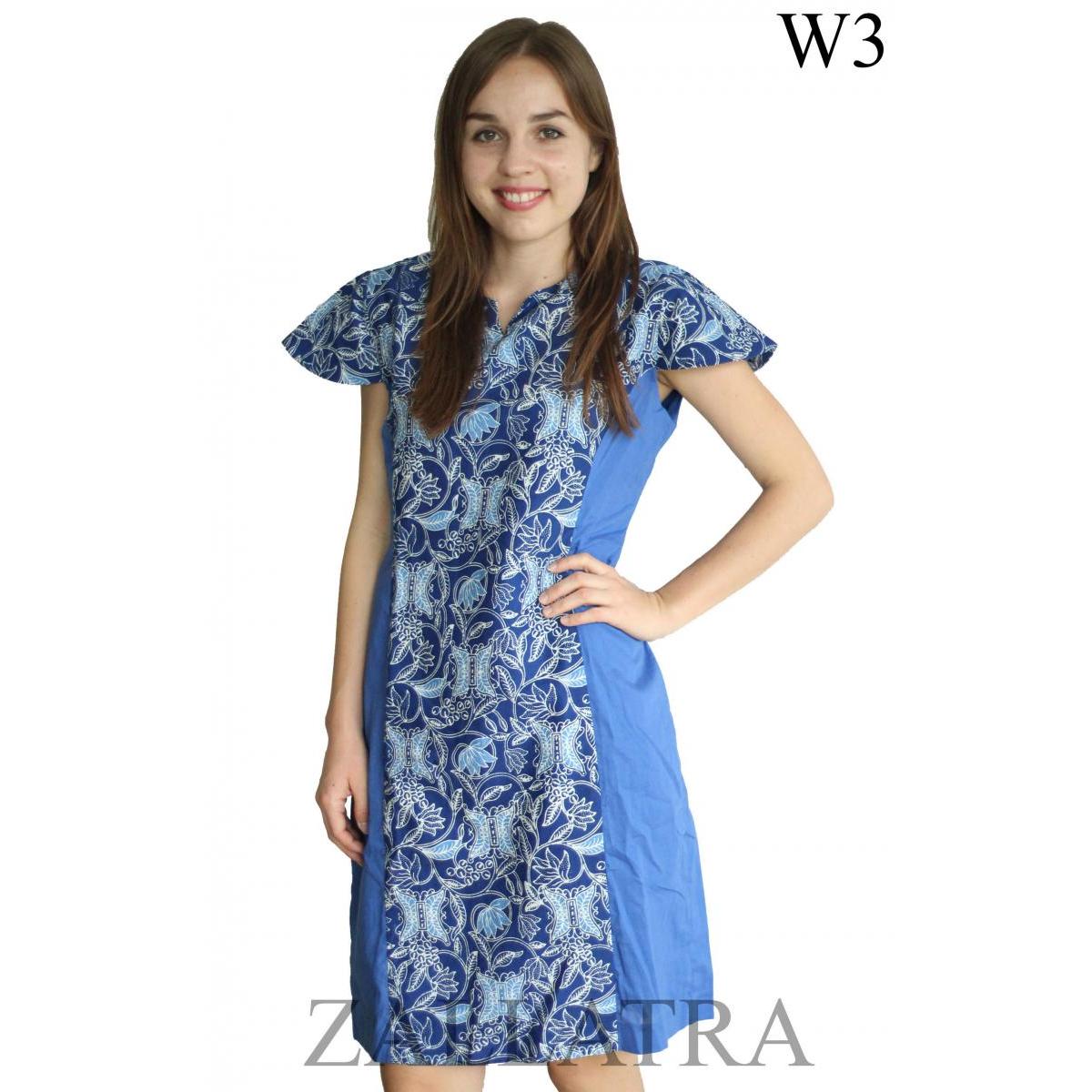 Model Baju Batik Wanita Aceh Biru Kombinasi W3