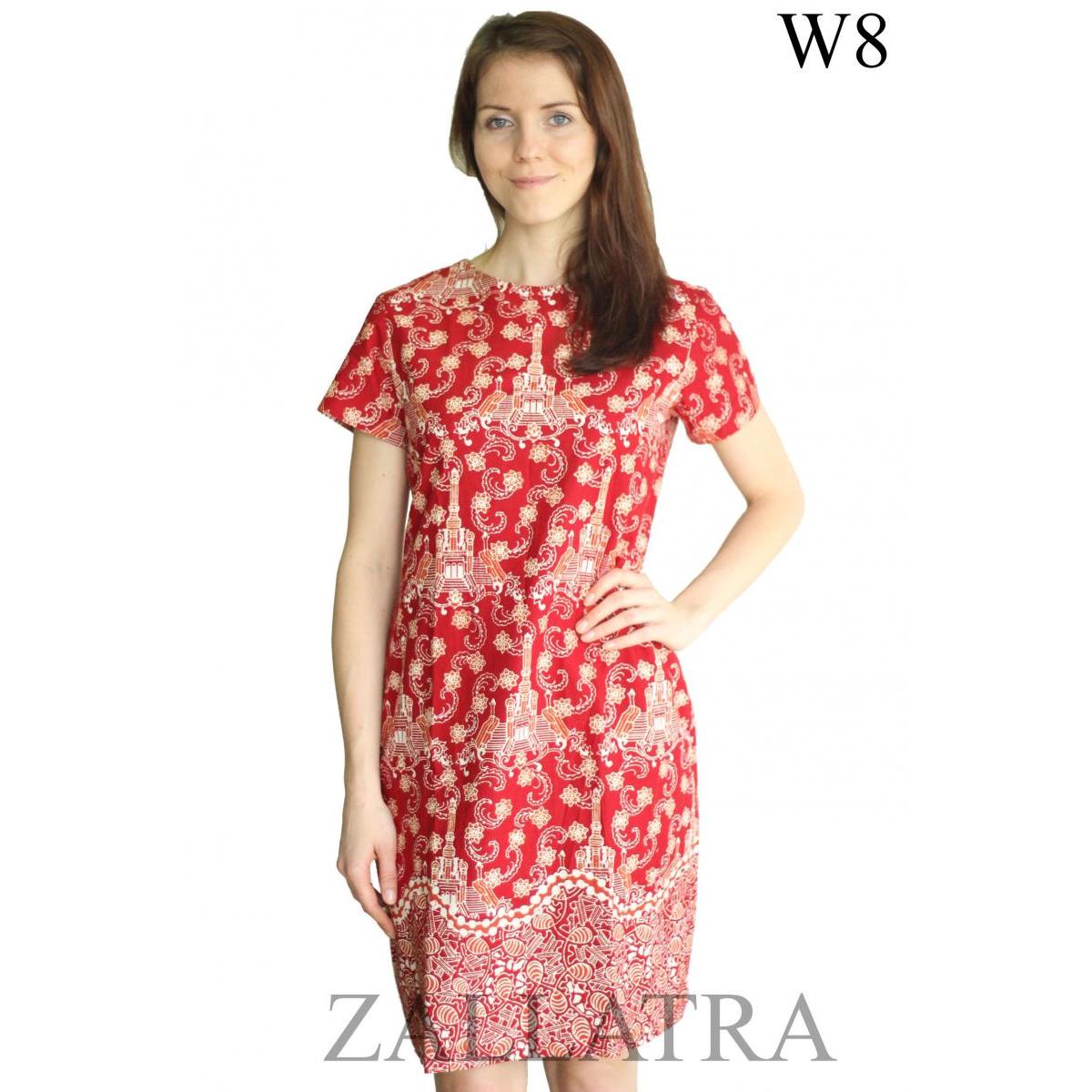 Model baju batik dress wanita gentala arasy merah jambi W8